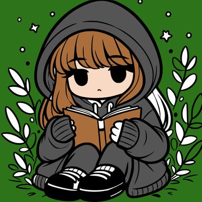 girl in oversized hoodie reading a book