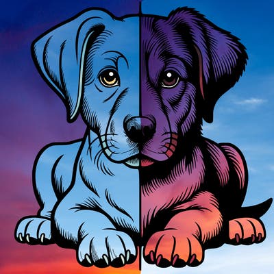 realistic dog split picture