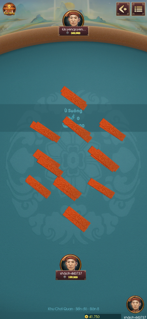 Chắn Một Tay - Chắn Sân Đình - Gameplay screen of the traditional Vietnamese card game Chan San Dinh