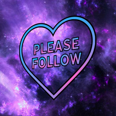 creat a sign of a hear that inside is written please follow