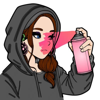 a realistic girl, spray painting