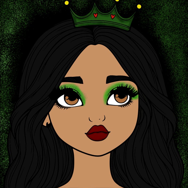a realistic girl with a crown on