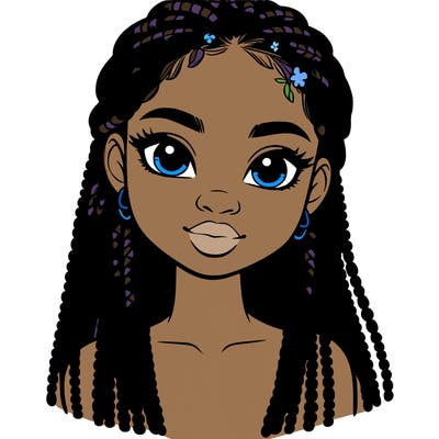 a realistic black girl with braids