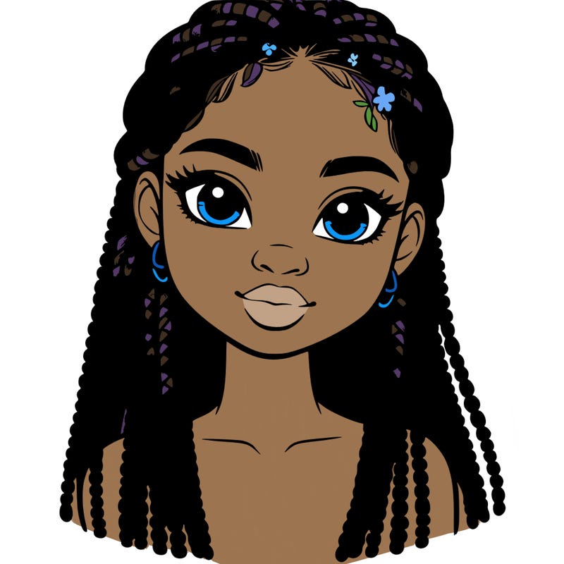 a realistic black girl with braids