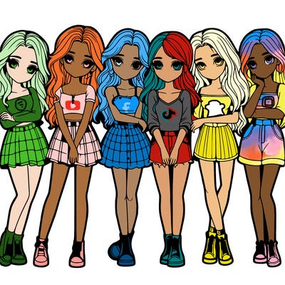 a group of girls realistic