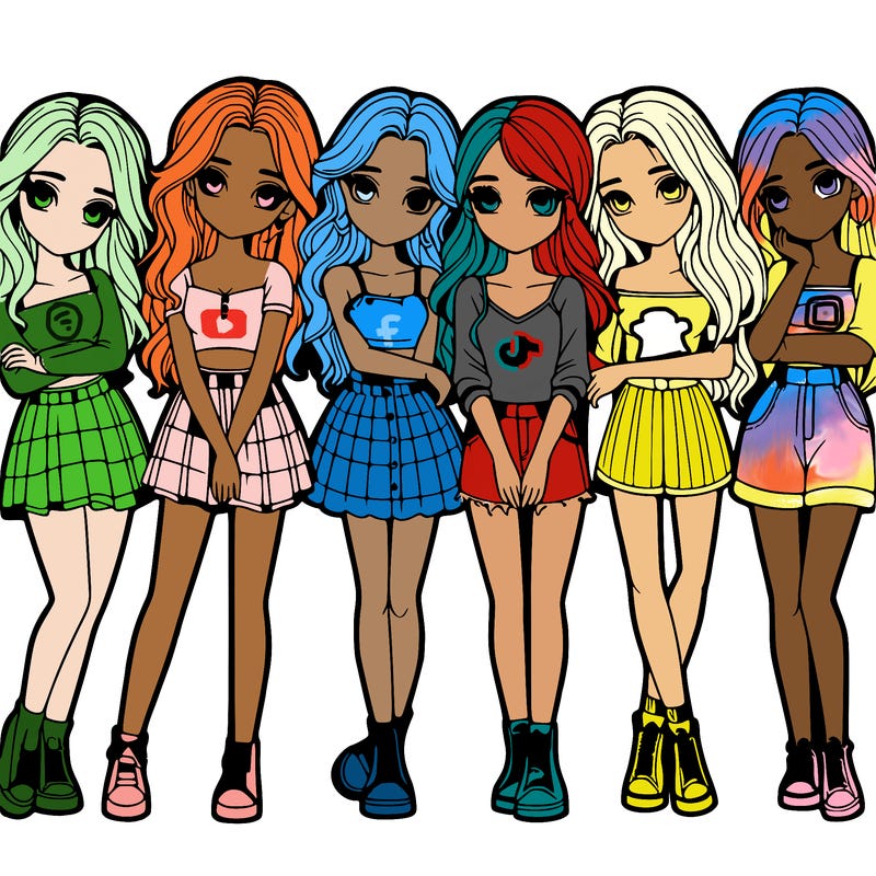 a group of girls realistic