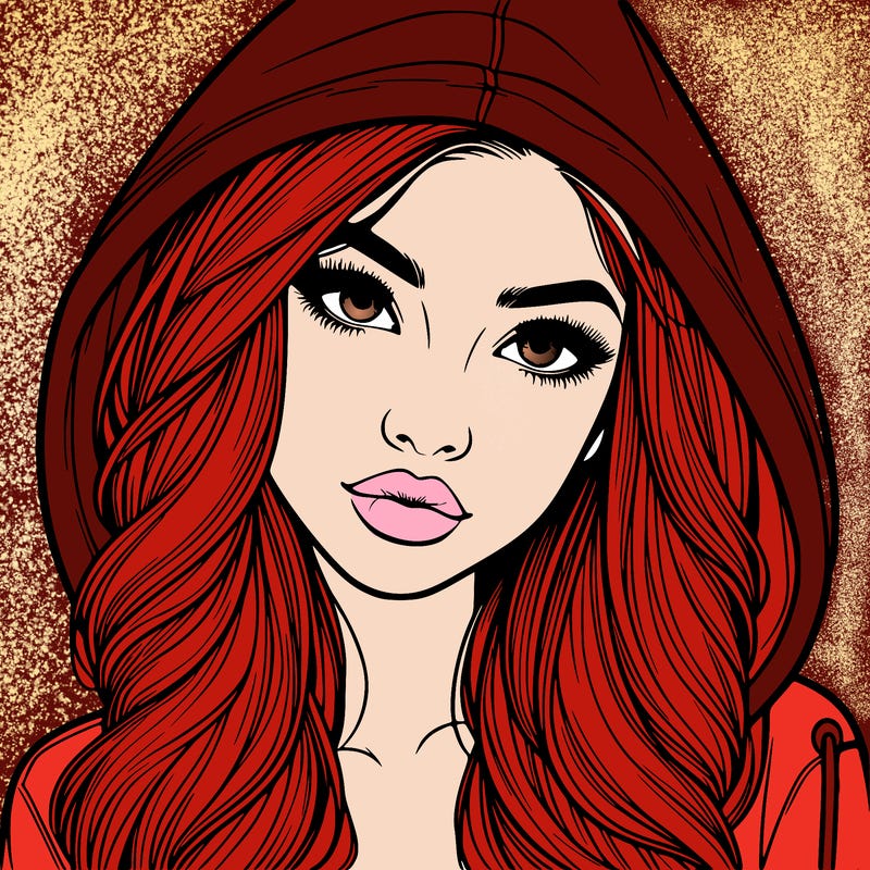 realistic beautiful girl with a hood on