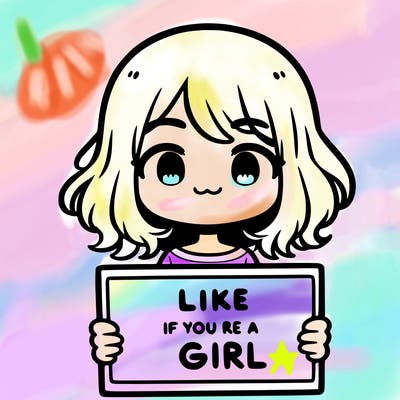 a cute girl holding a sign that says like if you’re a girl