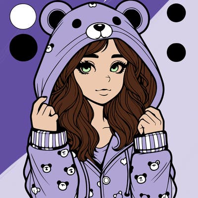 realistic girl in a animal pjs hoodie