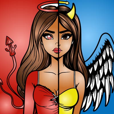 devil vs angel realistic girl
