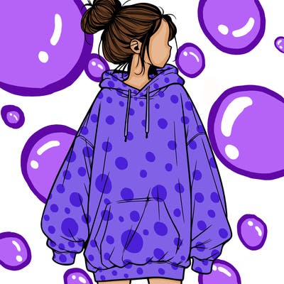 realistic girl with a oversized sweatshirt on and a bun