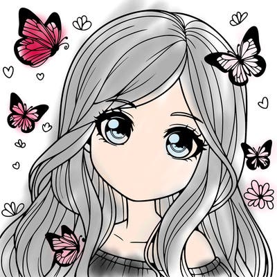 realistic girl with butterflies around her