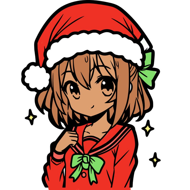 anime girl wearing a santa hat