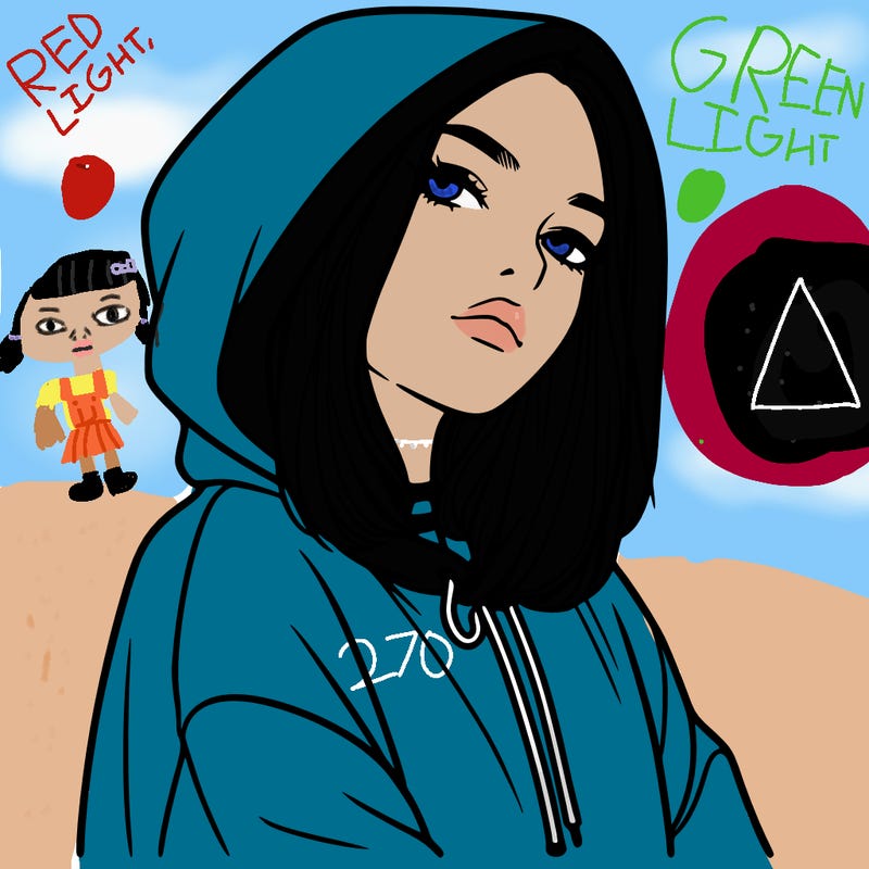 a realistic girl in a hoodie