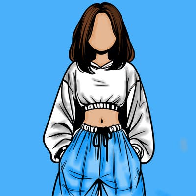 realistic girl faceless with baggy pants and a crop top