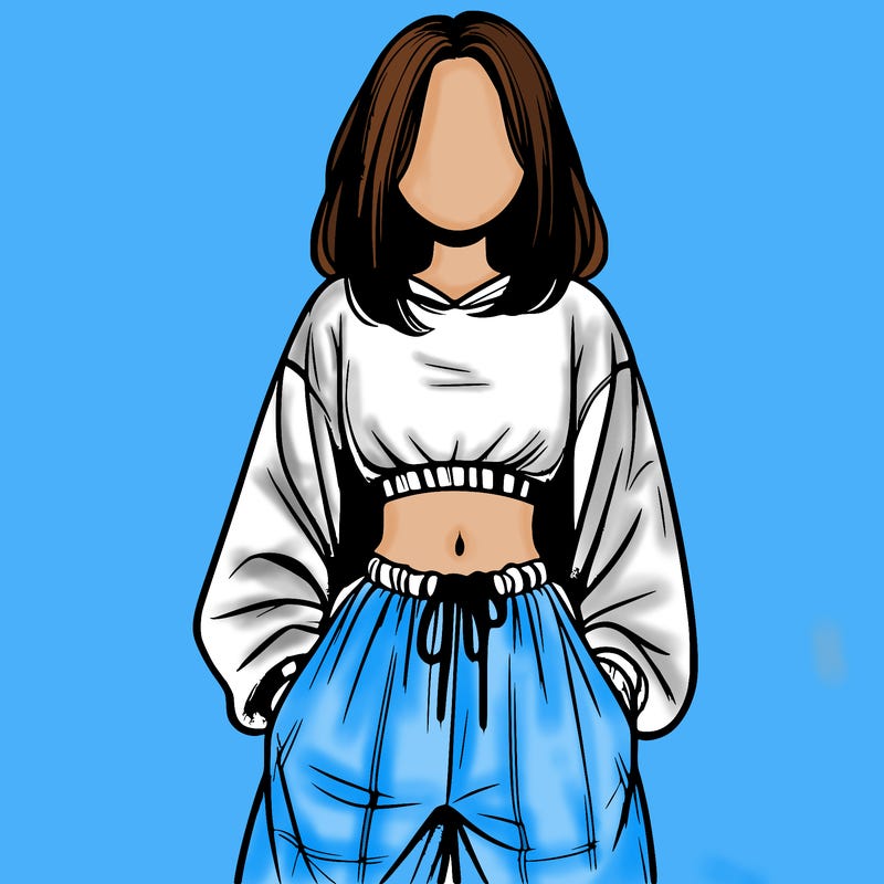 realistic girl faceless with baggy pants and a crop top
