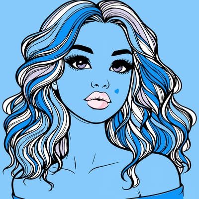 realistic girl with wavy hair and lips