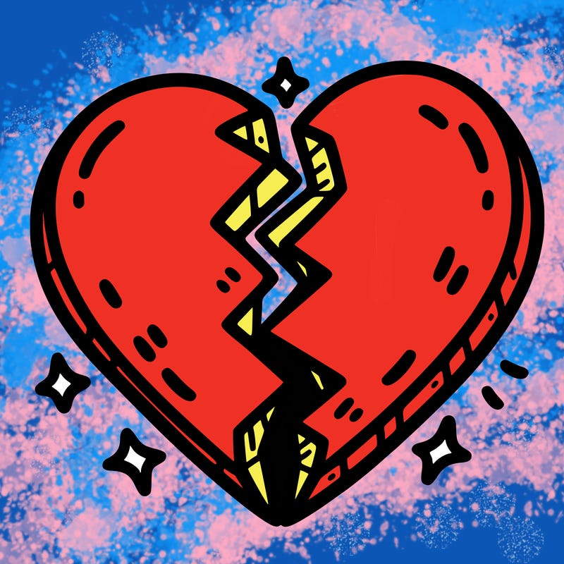 split in half heart