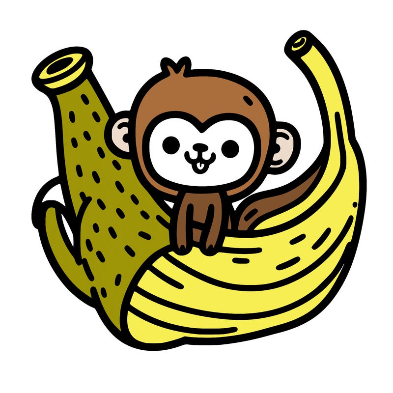 monkey inside of a banana