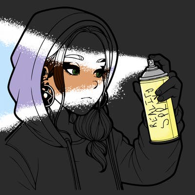 a realistic girl, spray painting
