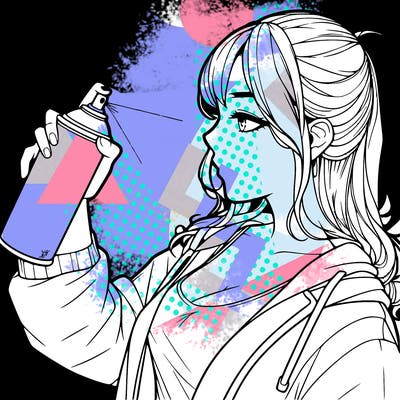 a realistic girl spray, painting
