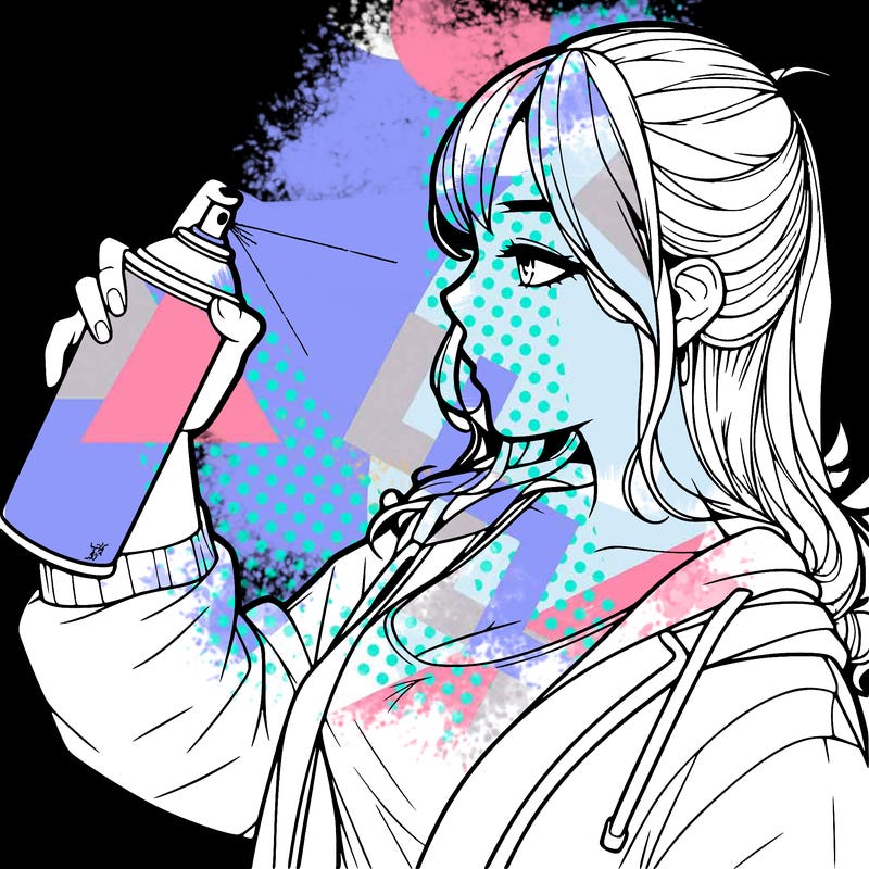 a realistic girl spray, painting