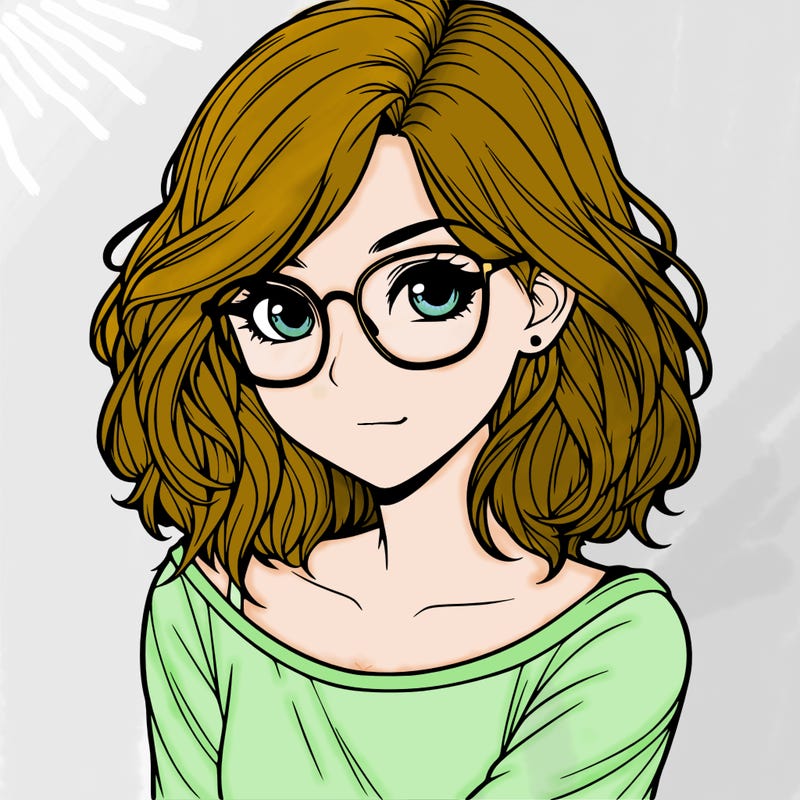 realistic girl with glasses
