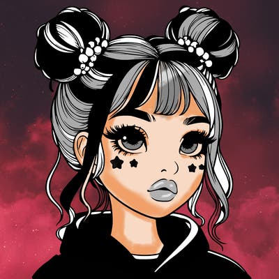realistic girl with space buns
