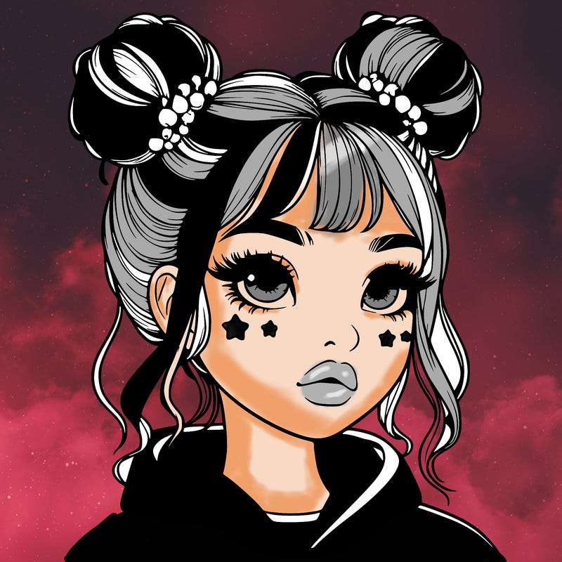 realistic girl with space buns