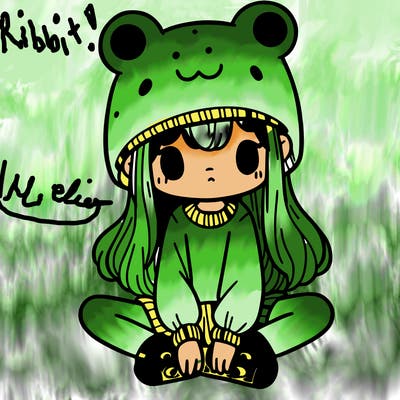 a girl wearing a frog hat and some frog socks