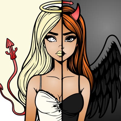 devil vs angel realistic girl