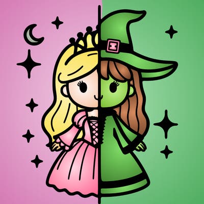 split princess and witch