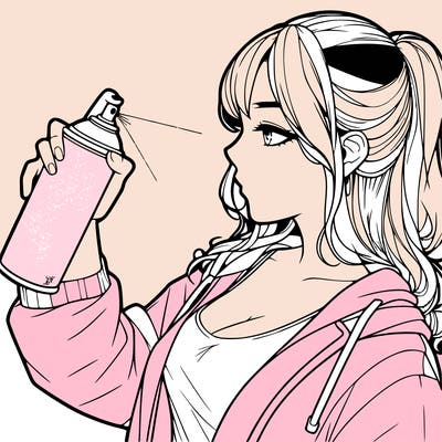a realistic girl spray, painting