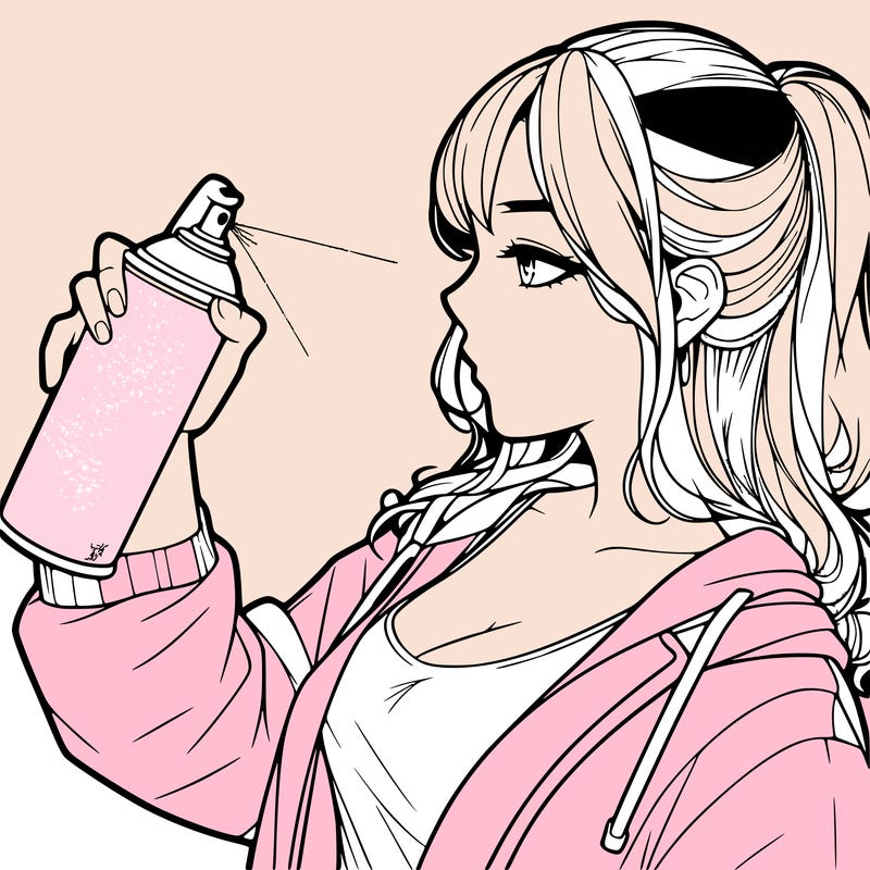 a realistic girl spray, painting