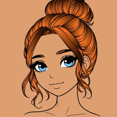 realistic pretty girl with hair in bun