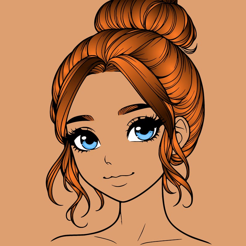 realistic pretty girl with hair in bun