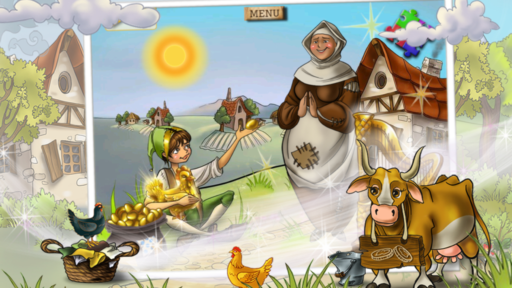 Jack and the Beanstalk Book - Main characters from the Jack and the Beanstalk interactive storybook including Jack, his mother, and the cow.