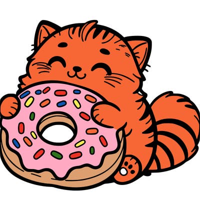 cat with a doughnut