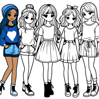 a group of five girls