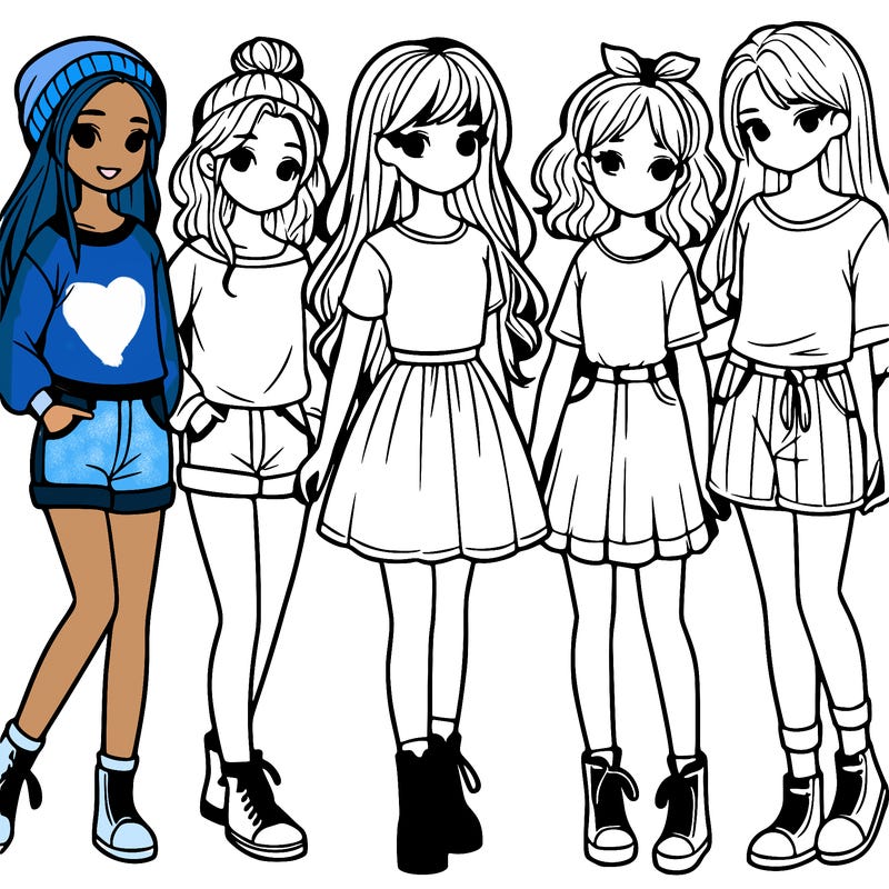 a group of five girls