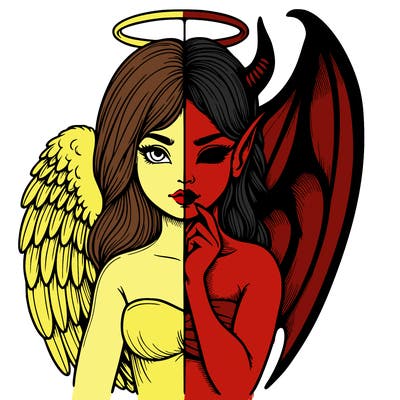 realistic angel half demon