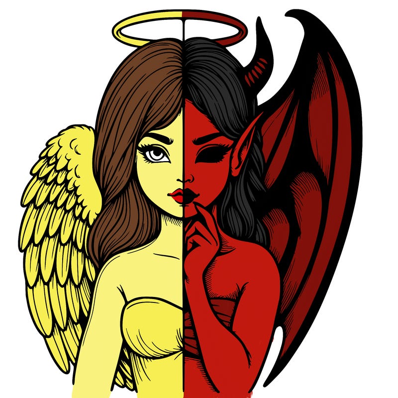 realistic angel half demon