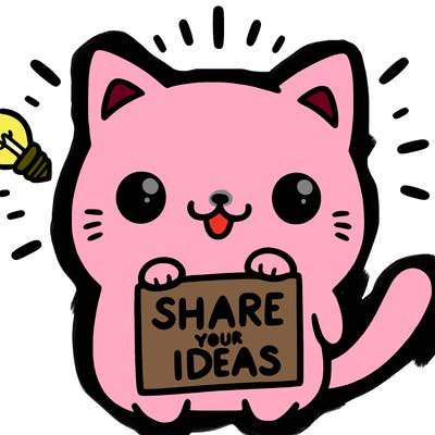 a cute cat saying share your ideas