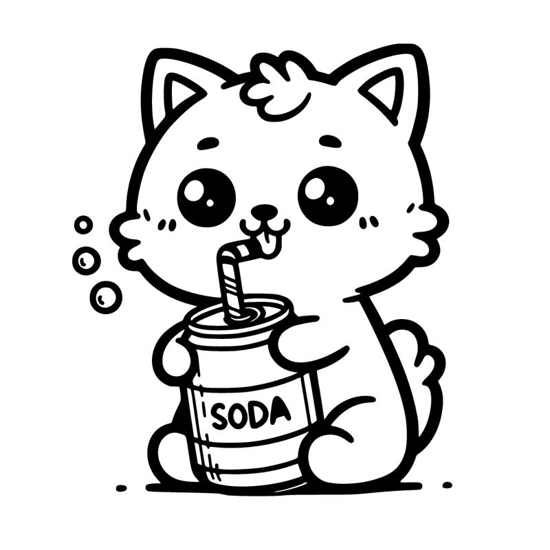 cute cat drinking soda
