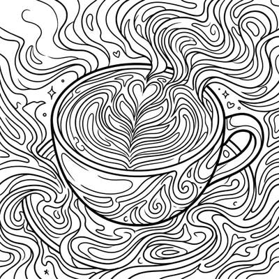 Immerse yourself in a world of swirling coffee and intricate patterns with this unique psychedelic latte art coloring page. Discover the joy of bringing vibrant life to this mesmerizing design.
