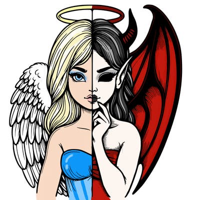 realistic angel half demon