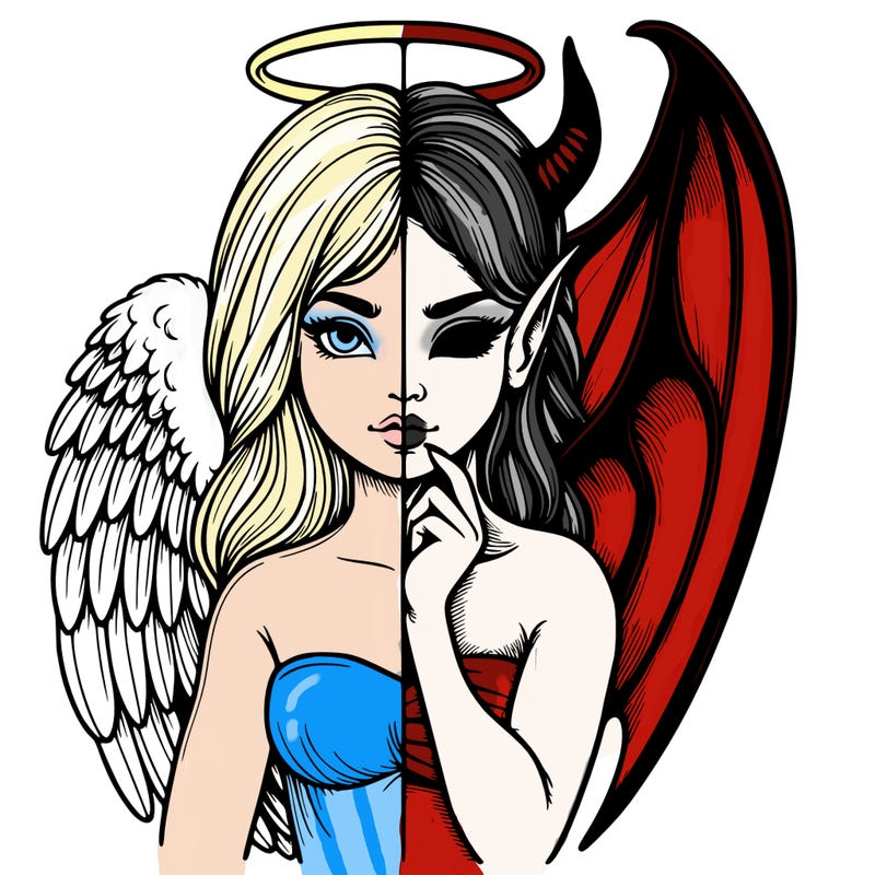 realistic angel half demon