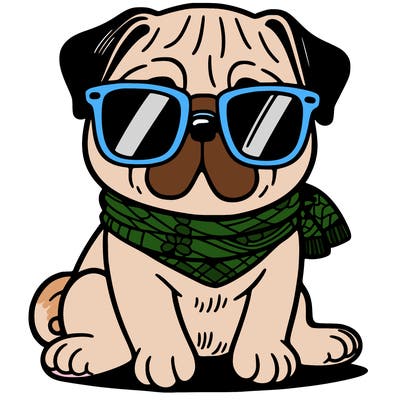 a pug with sunglasses