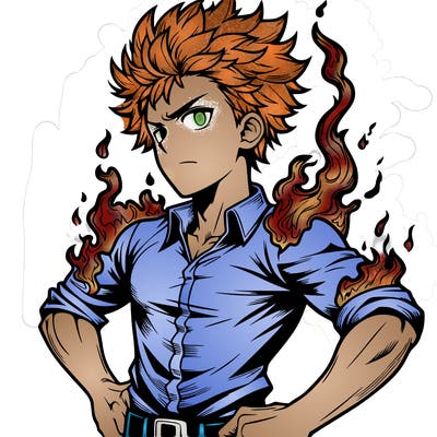 realistic manga man of fire