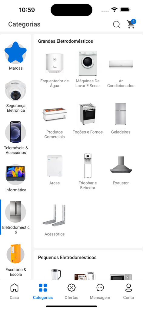Buitanda app interface showing wholesale product categories for large household appliances like washing machines and refrigerators